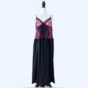 La Loire Black Pink Lace Goth Fairy Vampirecore Whimsigoth Grunge Maxi Dress